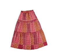 Gonne estive da Donna con Fiocco con Fiocco sul Davanti Gonna Lunga da Donna A-Line a Vita Alta Boho Gonna a Pieghe fluida con Ampia Gonna(Red,Medium)