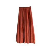 Gonne estive da donna nel Regno Unito, gonna midi casual in cotone e lino con elastico in vita, gonne a pieghe fluide a trapezio, i miei ordini Offerte di oggi 2025 Saldi, Rosso, Taglia unica