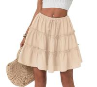 Gonne Estive Donna Moda Gonna con Pantaloncini sotto Sexy Minigonna Balze L'Estate Cotone con Quella Gonna Corta Ideale per I Viaggi Estivi Offerte Lampo del Giorno 2# Beige L
