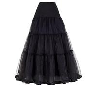 Gonne in Tulle Long Skirt Tutu Sottogonne Tulle Petticoat gonne Lungo tutù Danza Ballerina Gonna Carnevale Rockabilly Sottovesti e Sottogonna Organza Principessa Underskirt Gonnellina(Nero,48)