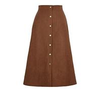 Gonne in Velluto a Coste da Donna Gonna Lunga in Velluto a Coste con Vita Alta Gonna Invernale a Linea Stretta Gonna Longuette Casual Gonna per Il Tempo Libero con Abbottonatura e Orlo(XL-Marrone)