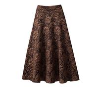Gonne lunghe da donna estive da donna in jacquard floreale a vita alta gonna midi swing gonne in maglia per le donne, Caff, S