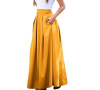 Gonne lunghe strette Donne Retro Medievale Elastico Pizzo A Vita Alta Boho Maxi Gonna Casual Coulisse Una Linea Gonna Lunga Esclusiva Corsage Con, A-giallo., M