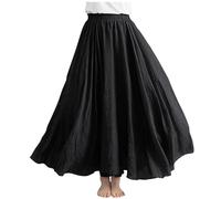 Gonne Maxi da Donna Casual Elastico in Vita A-Line Fluida Altalena Gonna Lunga da Donna in Lino di Cotone Gonna Estiva da Spiaggia in Saldi e Liquidazione, Nero , Taglia unica