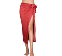 Gonne midi da donna con spacco per UK gonne in tulle per UK Plus Size Split Flowy Beach skirts elegante gonna da spiaggia fluida gonna boho maxi gonna avvolgente abiti vacanze, Rosso, L