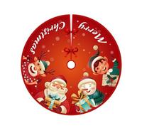 Gonne per Alberi di Natale, 90 cm Tappeto Albero di Natale, Copertura Base per Albero di Natale Rotondo Rosso con Motivo Babbo Natale（06）