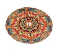 Gonne per albero di Natale da 36 pollici, decorazioni natalizie festive per uso interno ed esterno, splendidi motivi floreali - ricco tappeto per albero di Natale con mandala per le celebrazioni dei f