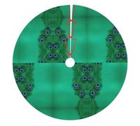 Gonne per albero di Natale ispessite con stampa di piume di pavone verdi, adatte per albero di Natale e decorazioni per feste