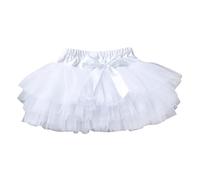 Gonne strette da bambina, morbida, morbida, gonna tutu, pantaloncini, feste con bowknot, carnevale, maglia di tulle e gonna, bianco, 3-6 Monate
