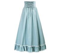 Gonne Vintage Donna Gonna Lunga Punk Gotico Vita Alta con Volant A-Line Vita Elastica Gonna retrò a Pieghe Club Cocktail Party Lady-Striped Light Blue-S