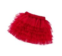 Gonnetta tutù per bambini piccoli, in tulle resistente, gonna a scalino, gonna da principessa per feste, gonna a strati per bambine dai 1 ai 10 anni, Colore: rosso, 6-8 Anni
