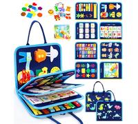 Gontence Busy Board per Bambini | Giochi Montessori per 2 3 4 5 Anni Tavola Sensoriali per Giocattoli attività Giocattolo Educativo per Apprendere Le Abilità di Base della Vita Dinosauro