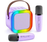 Gontence Karaoke con 2 Microfono Bambini - Macchina Musicale con Luce LED - Regalo per Bambine 3-12 Anni - Giocattolo Giochi Bambina 3-12 Anni -Mini Microfono Viola per Karaoke