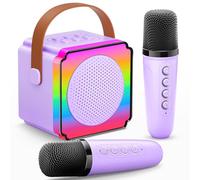 Gontence Karaoke con Microfono - Regalo Compleanno Bambina 3-12 Anni, Karaoke per Bambini con 2 Microfoni Wireless, Luce LED e Cambia Voce, Giocattolo per Ragazzi e Ragazze 3-15 Anni