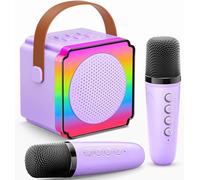 Gontence Karaoke con Microfono, Regalo Compleanno per Ragazzi e Ragazze 3-15 Anni, Karaoke per Bambini con 2 Microfoni Wireless, Luce LED e Cambia Voce, Giocattolo Karaoke per Bambina 3-12 Anni
