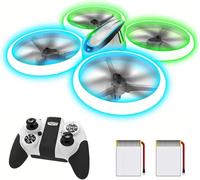Gontence mini drone per bambini, drone telecomandato con luci a LED, 2 modalità di velocità, 3 batterie, modalità 3D Flip senza testa, giocattoli, regali per ragazzi e ragazze dai 6 ai 16 anni