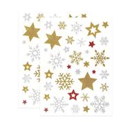 GONZTEL 2 pezzi Christmas Stickers con Glitter Forme di Stelle, Fiocchi di Neve Adesivi DoratiM Stickers per Scrapbooking, Biglietti d’Auguri, Buste Regalo, Sacchetto Bomboniere