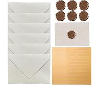 GONZTEL 32 pezzi Set di Carta da Lettera Vintage con 6 Buste e 6 Sigilli in Cera, 20 Carta da Lettere, Buste Partecipazioni Matrimonio, per Compleanni, Inviti di Matrimonio, Biglietti di Auguri