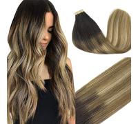 GOO GOO Extension Capelli Veri Biadesivo, Extension Biadesive Capelli Veri, 40cm 50g 20pcs, 2/6/18 Castano Scuro fino a Castano e Biondo Sporco Evidenziato