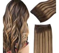 GOO GOO Extension Capelli Veri Tessitura,55cm 110g Tessitura Extension Capelli Capelli umani veri #4/27/4 Balayage Marrone Cioccolato a Biondo Caramello Sew in Hair Extensions