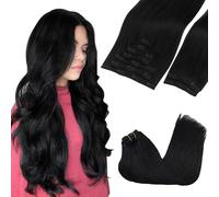 GOO GOO Extension per capelli veri con clip, capelli umani Remy, extension per donne, capelli umani naturali, 35,6 cm, 150 g, 9 pezzi, 1 nero getto