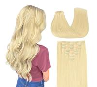 GOO GOO Extension per capelli veri con clip, capelli umani Remy, extension per donne, capelli umani naturali, 50,8 cm, 110 g, 7 pezzi, biondo dorato chiaro 22F