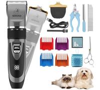 Gooad Kit per la toelettatura dei cani e tagliazampe, a basso rumore, elettrico, silenzioso, ricaricabile, senza fili, tagliacapelli per cappotti spessi, strumento per la toelettatura del cane, rasoio
