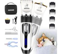 GOOAD Set di 14 tagliacapelli a basso rumore 2 in 1 con USB ricaricabile 2200MA senza fili, elettrico silenzioso per animali domestici, set di tagliacapelli per cani (bianco)