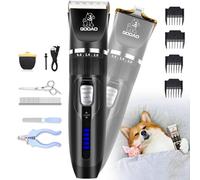 GOOAD Set di 14 tagliacapelli a basso rumore 2 in 1 con USB ricaricabile 2200MA senza fili, elettrico silenzioso per animali domestici, set di tagliacapelli per cani (nero)