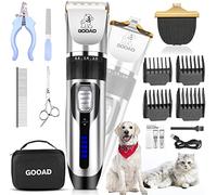 GOOAD Set di 14 tagliacapelli a basso rumore 2 in 1 con USB ricaricabile 2200MA senza fili, elettrico silenzioso per animali domestici, set di tagliacapelli per cani (argento)