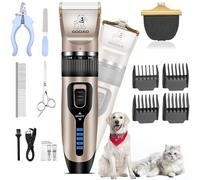 GOOAD Set di 14 tagliacapelli per cani a basso rumore 2 in 1 con USB ricaricabile 2200 MA senza fili elettrico silenzioso per animali domestici, tagliacapelli per cani e gatti (oro)