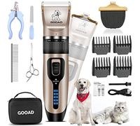 GOOAD Set di 14 tagliacapelli per cani a basso rumore 2 in 1 con USB ricaricabile 2200 MA senza fili elettrico silenzioso per animali domestici, tagliacapelli per cani e gatti (oro)