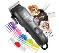 Gooad Tagliacapelli per cani per toelettatura, senza fili, a basso rumore, elettrico, silenzioso, ricaricabile, per cappotti spessi, kit di toelettatura per cani di piccola e grande taglia, nero