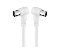 Goobay 11521 Cavetto Coax Antenna ad Angolo Coassiale (<70 dB), Schermatura Doppia, Bianco, 2.5 m Lunghezza del Cavo