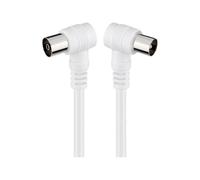 Goobay 11522 Cavetto Coax Antenna ad Angolo Coassiale (<70 dB), Schermatura Doppia, Bianco, 5 m Lunghezza del Cavo