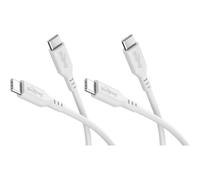 goobay 2 cavi USB-C in silicone, 1,5 m, bianco, 60 W, USB-C a USB-C | Cavo USB-C lungo 1,5 m, alimentazione fino a 60 W/3 A, guaina in silicone flessibile per una maggiore flessibilità