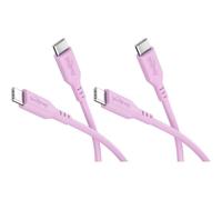 goobay 2 cavi USB-C in silicone, 1,5 m, rosa, 60 W, USB-C a USB-C | Cavo USB-C lungo 1,5 m, alimentazione fino a 60 W/3 A, guaina in silicone flessibile per una maggiore flessibilità