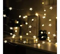 Goobay 20 Luci LED a Stella con Filo d'argento IP20 Bianco Caldo a Batteria con
