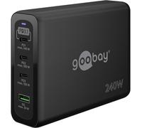 goobay - 240 W Caricatore compatto ultra veloce USB C, caricatore rapido multiporta GAN, stazione di ricarica per 4 dispositivi, compatibile con iPhone, Samsung, laptop, tablet, ecc. / 65885