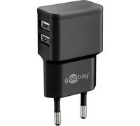 Caricatore da Muro 2 porte USB-A Slim Design 12W Nero