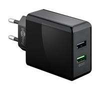 goobay 44956-2 caricabatterie USB Quick Charge (QC 3.0), 28 W, ricarica rapida fino a 4 volte più veloce/adattatore per iPhone, cavo di ricarica Samsung e altri smartphone/nero