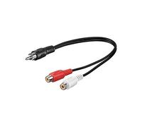 Goobay 50005 Adattatore Cavo Audio a Y; Connettore RCA a Presa RCA Stereo, Nero, 0.2m Lunghezza del Cavo