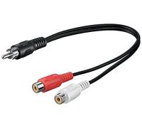 Goobay 50005 Adattatore Cavo Audio a Y; Connettore RCA a Presa RCA Stereo, Nero, 0.2m Lunghezza del Cavo