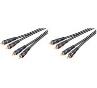 goobay 50120 Cavo di Collegamento Stereo 2 RCA, A Doppia Schermatura, Nero, 5m Lunghezza del Cavo (Confezione da 2)