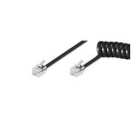 Goobay 50270 Cavo a Spirale per Cornetta Telefonica, Piatto con Spina Rj10 (4P4C) Nero 2 metri