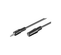 Goobay 50431 Cavo di estensione per cuffie e audio AUX; a 3 pin; jack da 3,5 mm 3,5 mm maschio (3 pin, stereo) a 3,5 mm maschio (3 pin, stereo), jack da 3,5 mm femmina (3 pin, stereo), nero, 2 metri