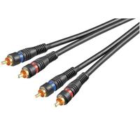 Goobay 50433 Cavo di Collegamento Stereo 2 RCA, a Doppia Schermatura, Nero, 0.2m Lunghezza del Cavo