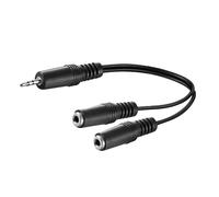 Goobay 50464 Cavo Adattatore Audio a Y da 3.5mm, 1 Connettore a 2 Prese Stereo, Nero, 0.2m Lunghezza del Cavo