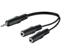 Goobay 50465 Cavo Adattatore Audio a Y da 3.5mm, 1 Connettore a 2 Prese Mono, Nero, 0.2m Lunghezza del Cavo
