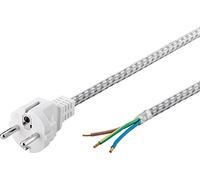 Goobay 50504 Cavo Alimentazione Standard Tedesco, Bianco/Argento, 3m Lunghezza del Cavo